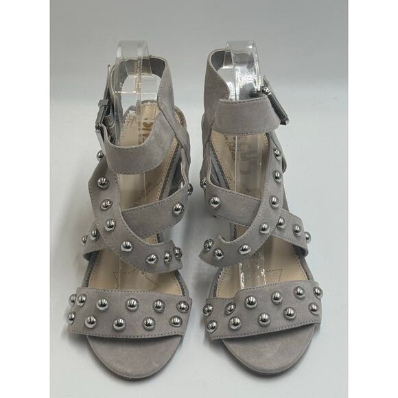 Circus by Sam Edelman Gray Ankle Strap Studded Block Heels Size 8 - Picture 1 of 12